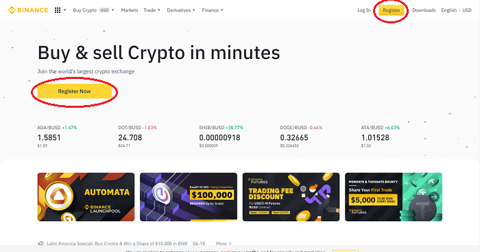 ثبت نام در صرافی بایننس