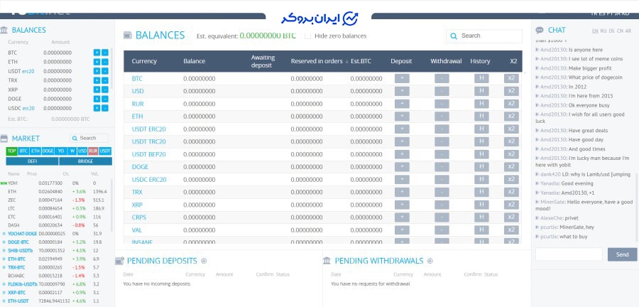 واریز و برداشت در صرافی یوبیت