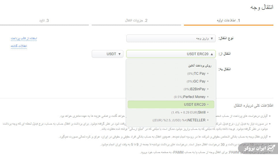 واریز و برداشت در بروکر آلپاری