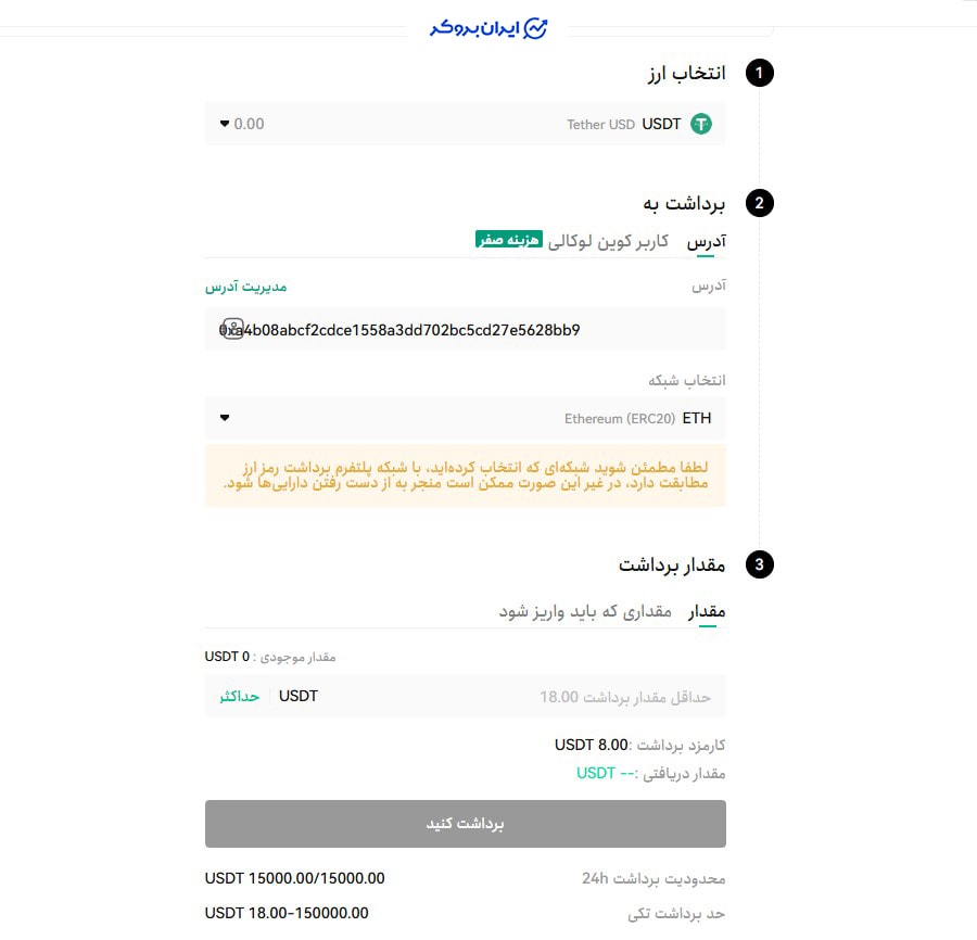 برداشت ارز دیجیتال در کوین لوکالی