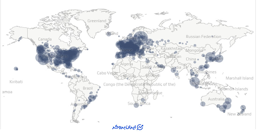 تعداد نودهای بیت کوین در جهان