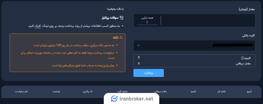 برداشت ریالی در صرافی موربیت