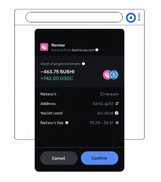 Transaction preview Coinbase