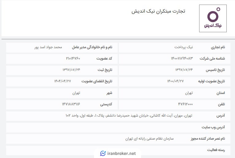 عضویت صرافی نیک پرداخت در سازمان نظام صنفی رایانهای