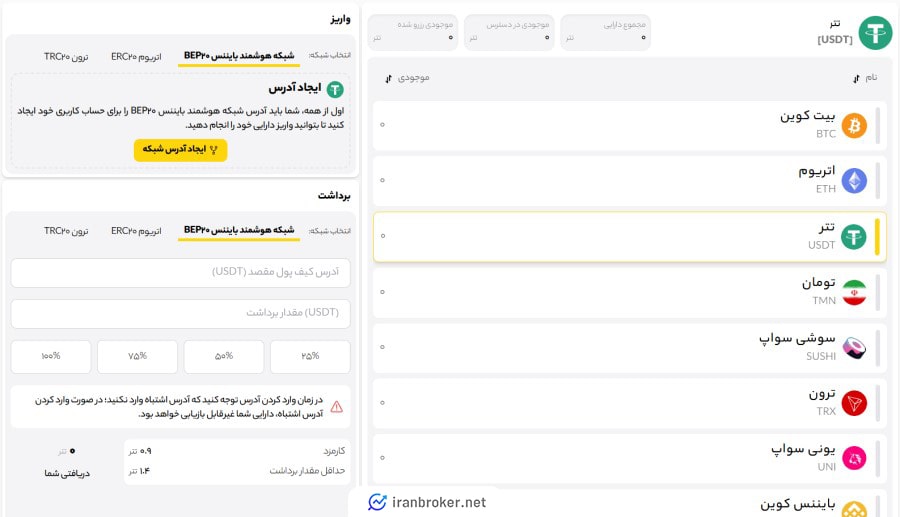 واریز و برداشت رمزارز در صرافی زرین دکس