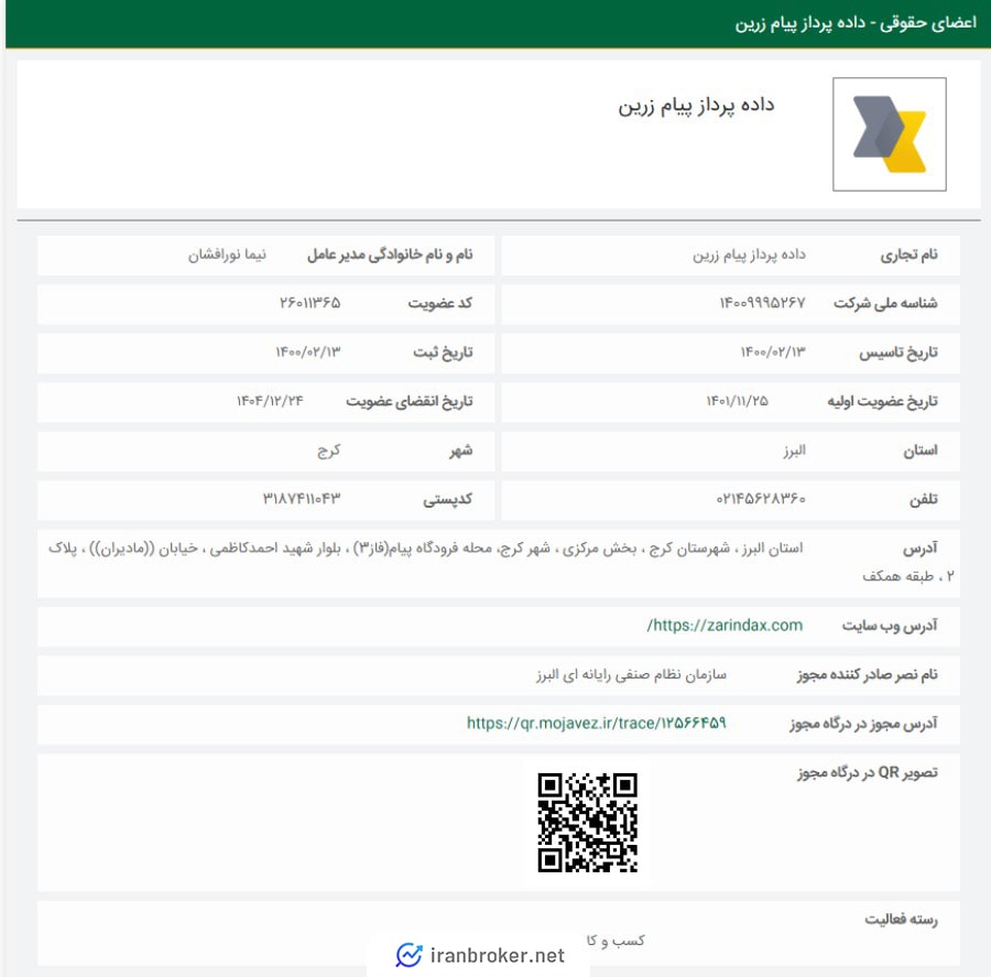 عضویت شرکت مادر زرین دکس در نظام صنفی رایانه ای