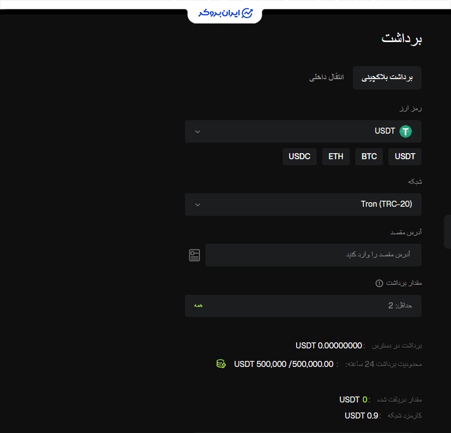 برداشت ارز دیجیتال از صرافی بیت یونیکس