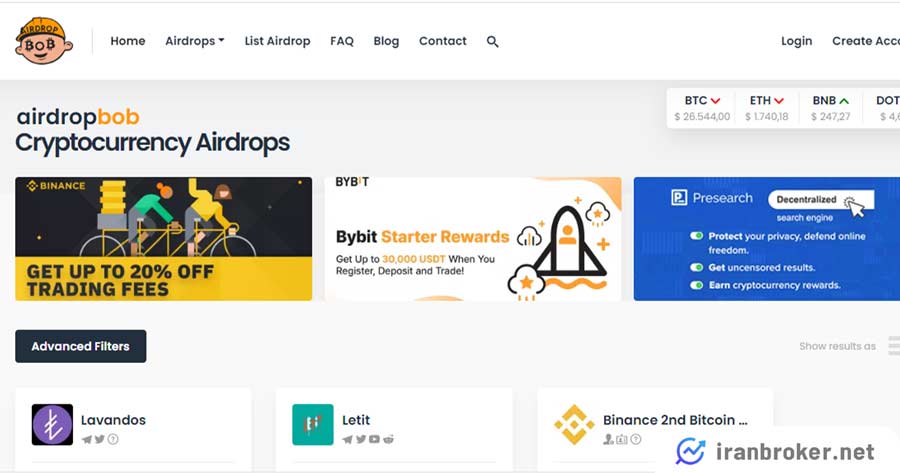 وبسایت AirdropBob برای دریافت ایردراپ