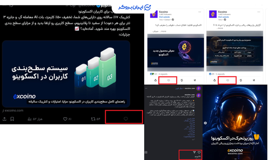اکسکوینو در شبکه های اجتماعی