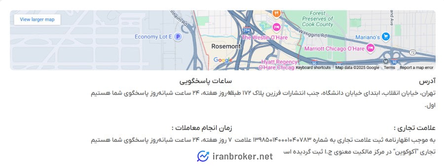 نشانی دفتر صرافی آکوکوین