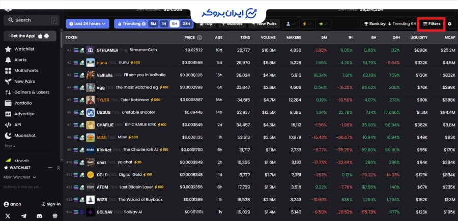 ابزار فیلتر دکس اسکرینر