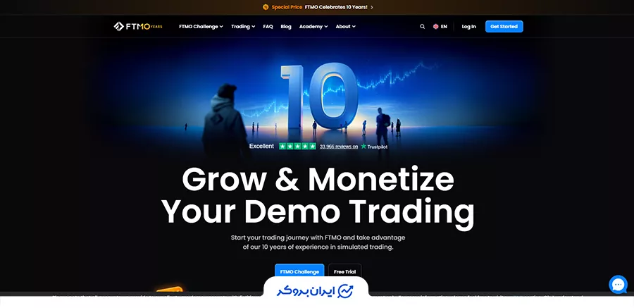  صفحه اصلی پراپ فرم اف‌تی‌ام‌او (FTMO)