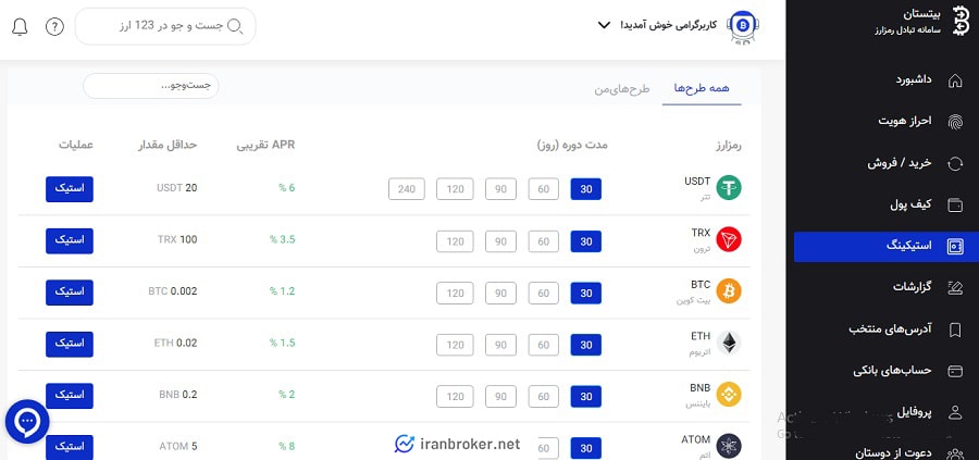 استیکینگ ارز دیجیتال در بیتستان
