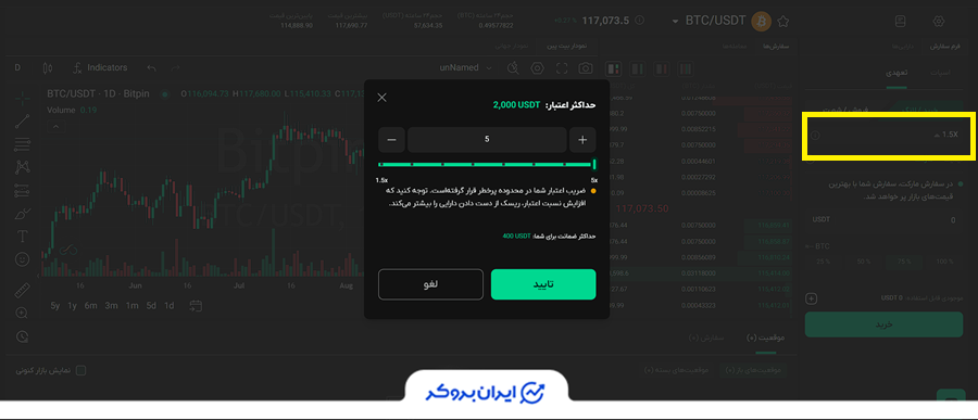 معامله مارجین در بیت پین