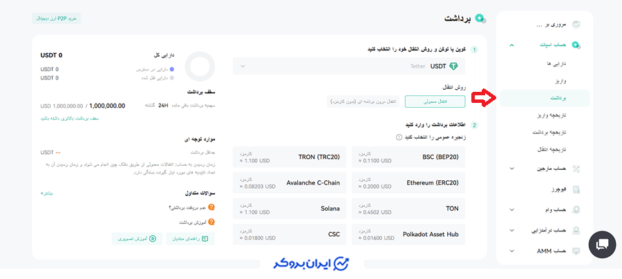 Withdrawing cryptocurrency from the Coinex