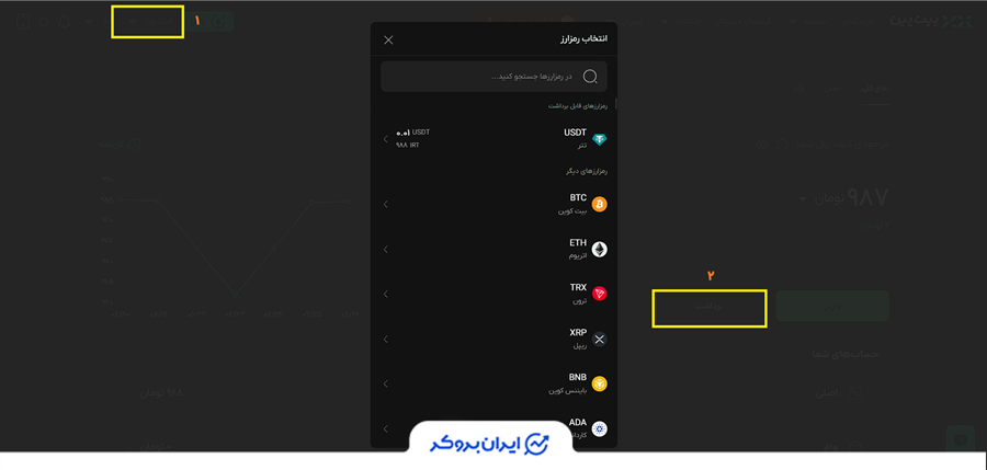 برداشت رمزارز در بیت پین
