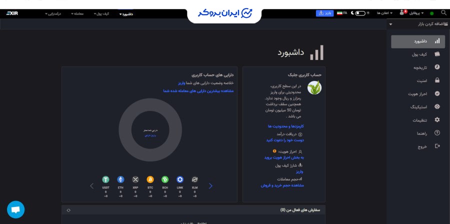 داشبورد کاربری اکسیر