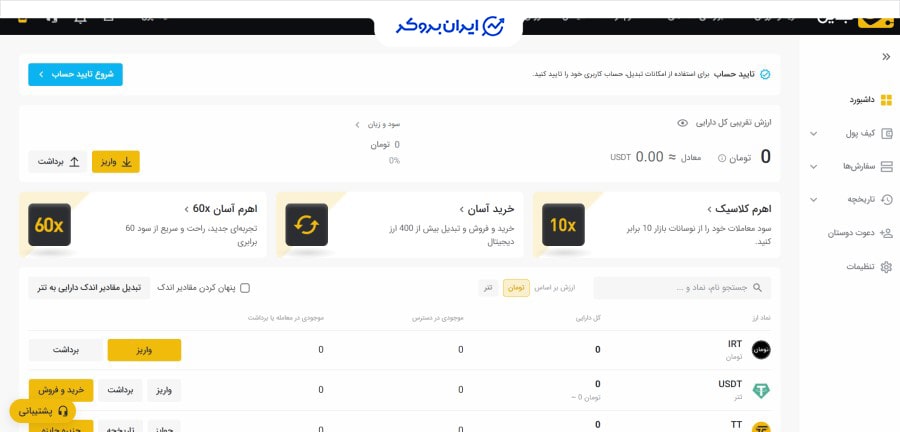 داشبورد صرافی تبدیل