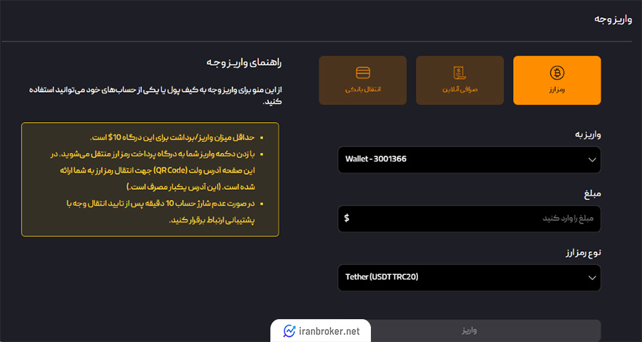 واریز و برداشت در بروکر آی تی بی اف ایکس