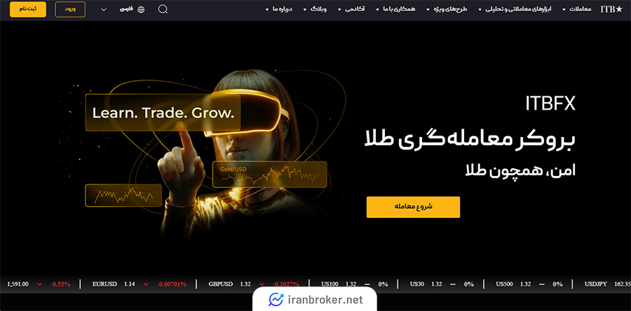 تصویر صفحه اصلی سایت بروکر آی تی بی اف ایکس