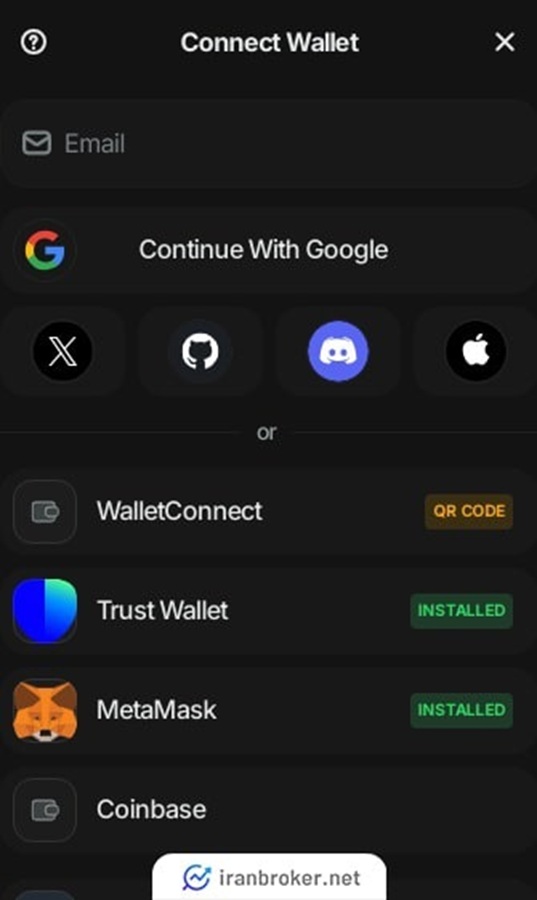 اتصال کیف پول به صرافی وای اف ایکس