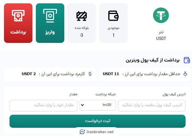 برداشت رمزارز صرافی ویترین کارت