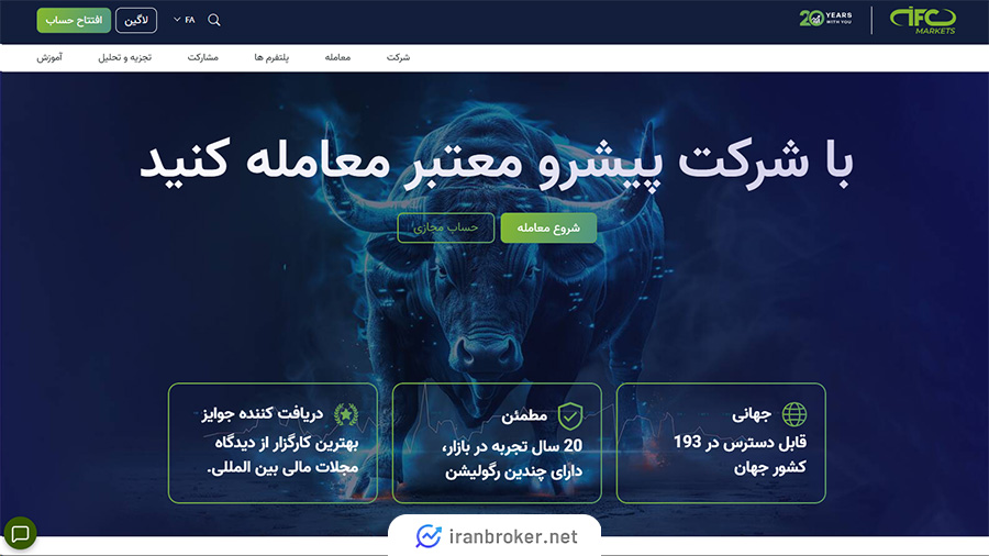 صفحه اصلی سایت بروکر آی اف سی مارکتس