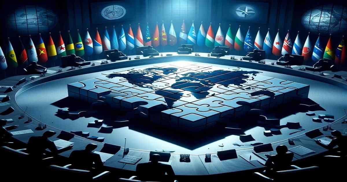 DALL·E 2023 12 17 19.08.08 A suggestive and mysterious image for the article BRICS has a secret world order plan Here are all the juicy details without including any nation