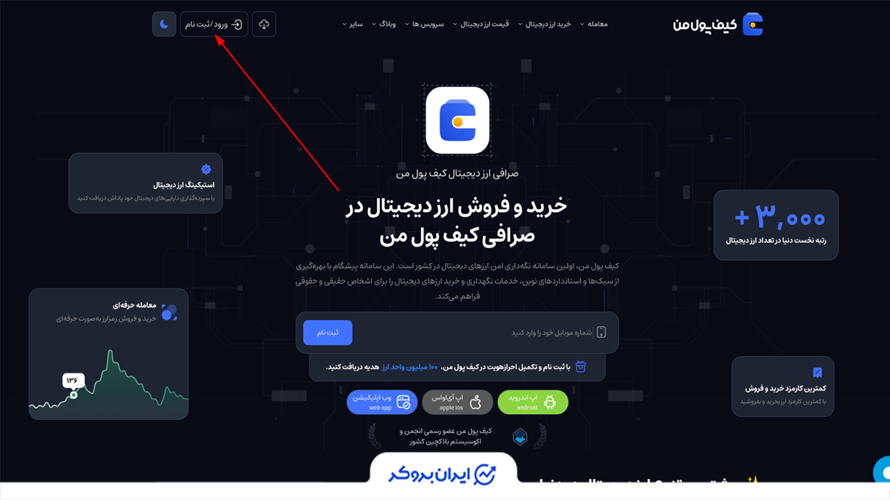 ثبت نام در کیف پول من