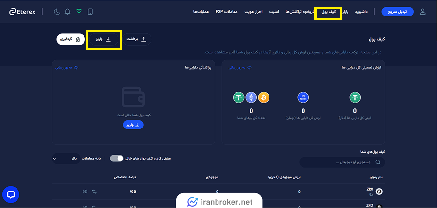 واریز در کیف پول اتراکس