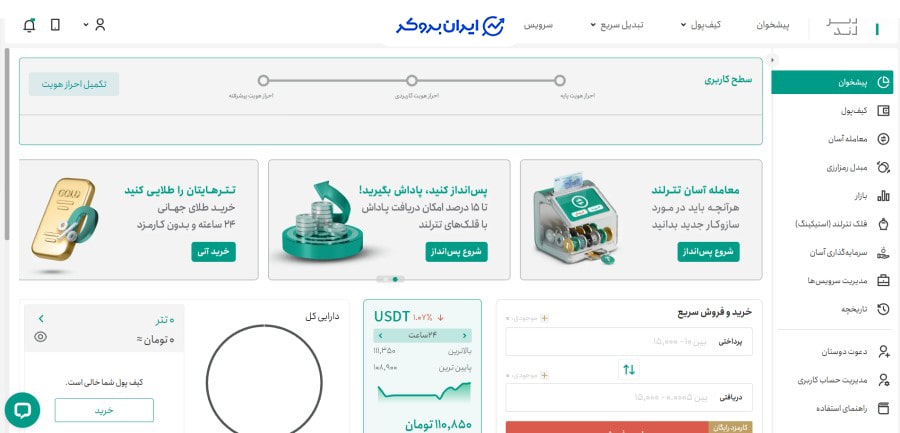 داشبورد تترلند