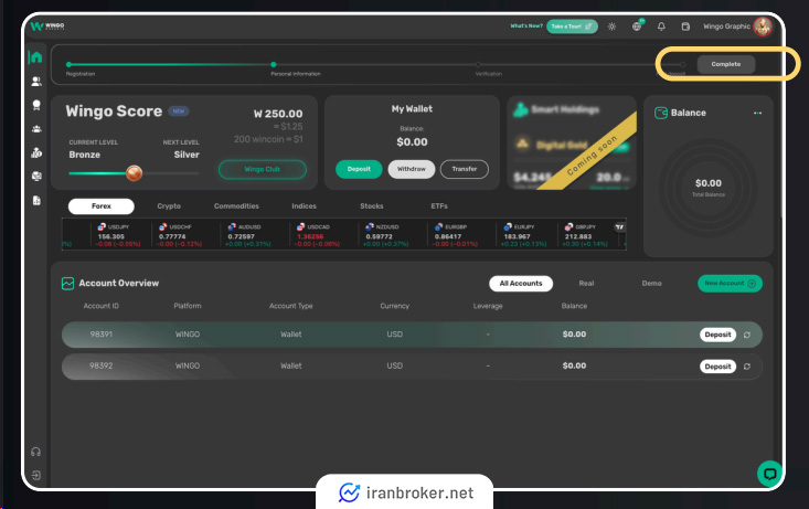 ورود به بخش احراز هویت در بروکر وینگو مارکتس