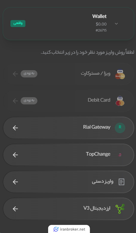 روش های واریز و برداشت در بوکر وینگو مارکتس