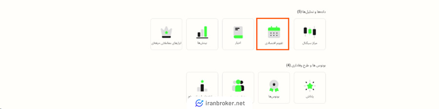 بخش تقویم اقتصادی در بروکر آلپاری