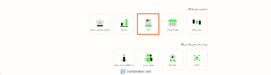 بخش اخبار در بروکر آلپاری