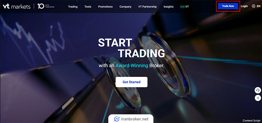 ورود به بخش ثبت نام در بروکر وی تی مارکتس