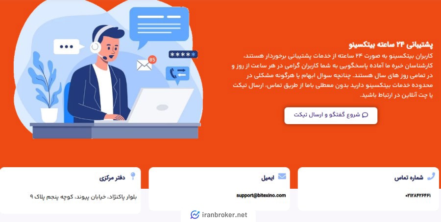 پشتیبانی صرافی بیتکسینو