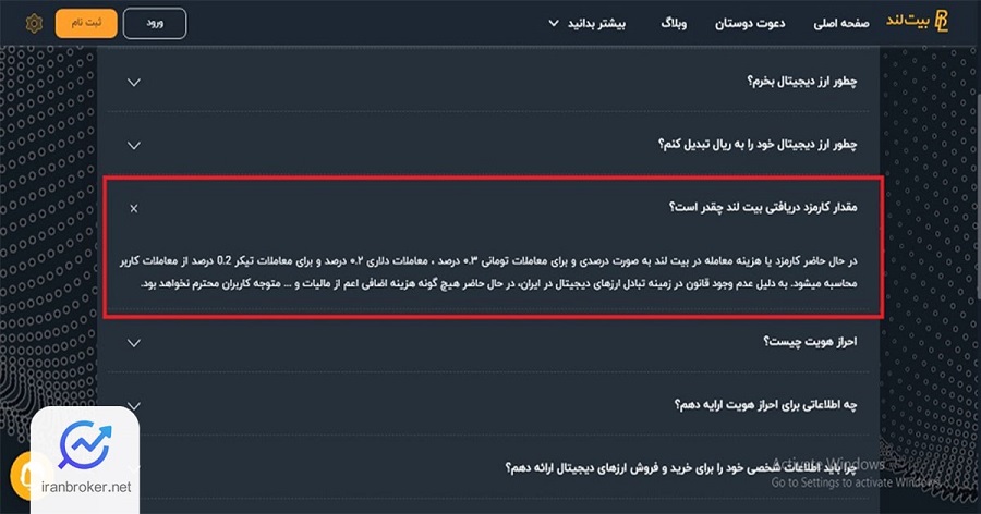 نرخ کارمزد صرافی بیت لند