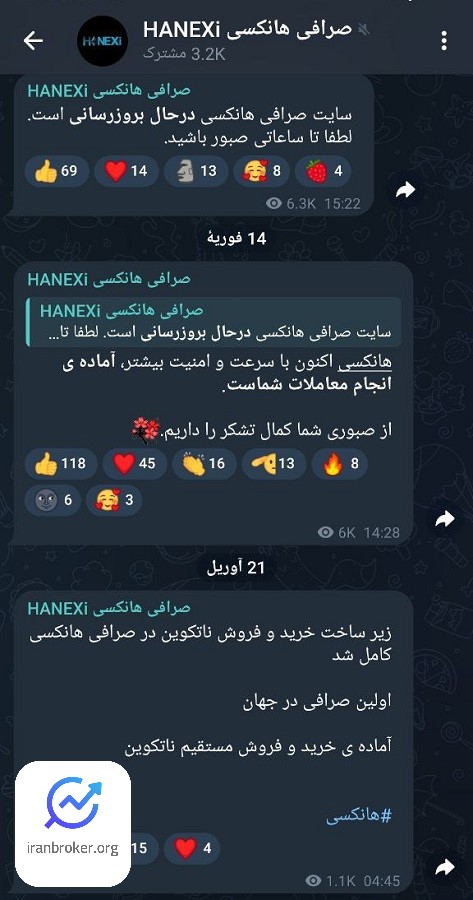 کانال تلگرام صرافی هانکسی