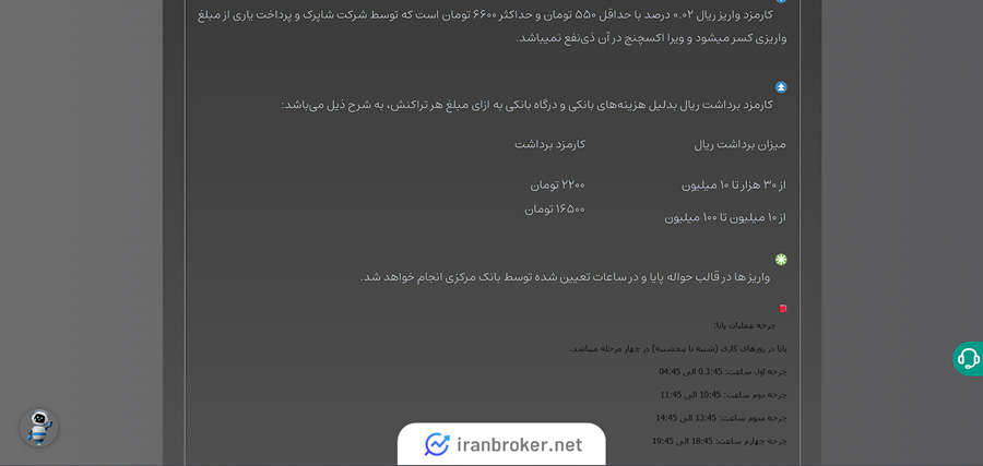 کارمزد واریز و برداشت ریال در ویرا اکسچنج
