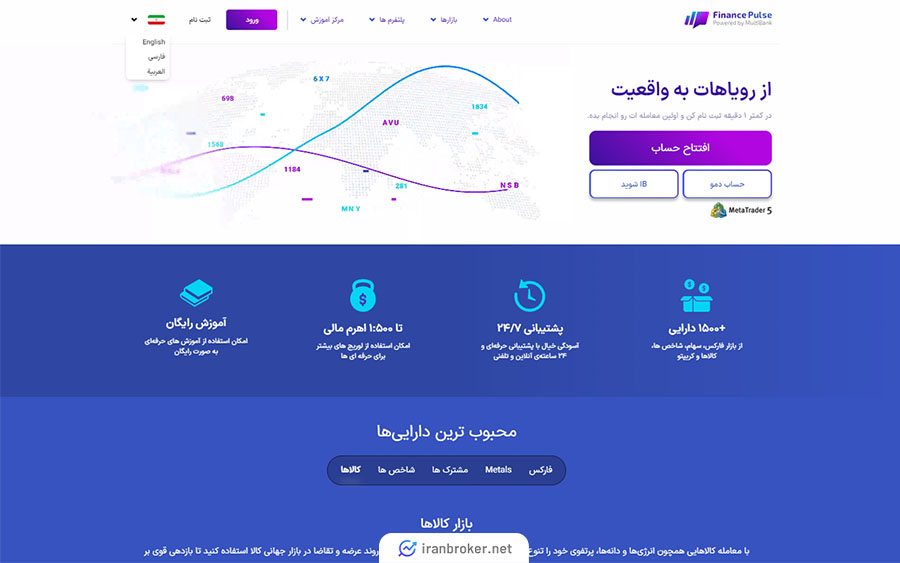 صفحه اصلی سایت بروکر فایننس پالس