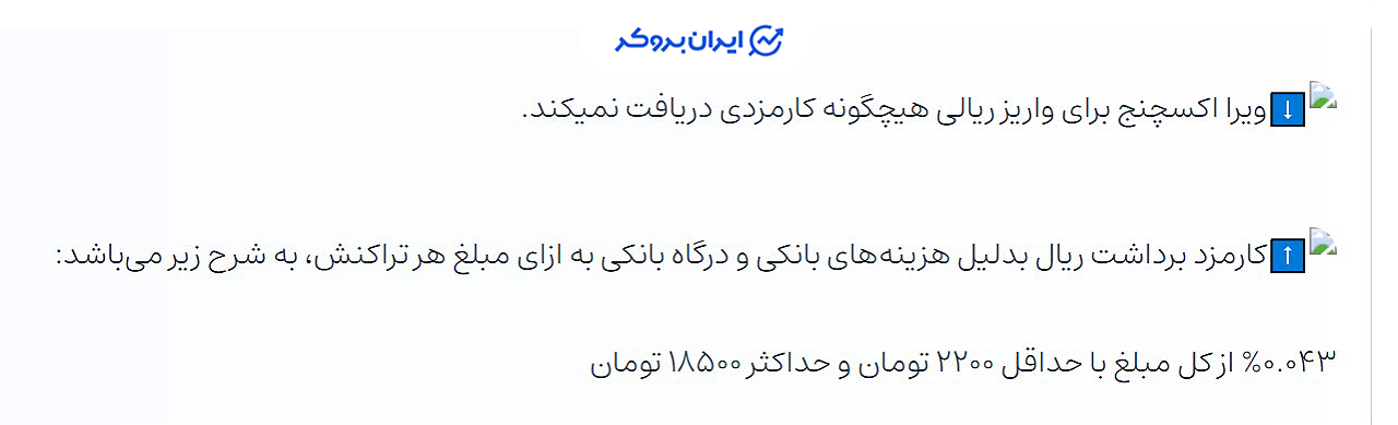 کارمزد ویرا اکسچنج