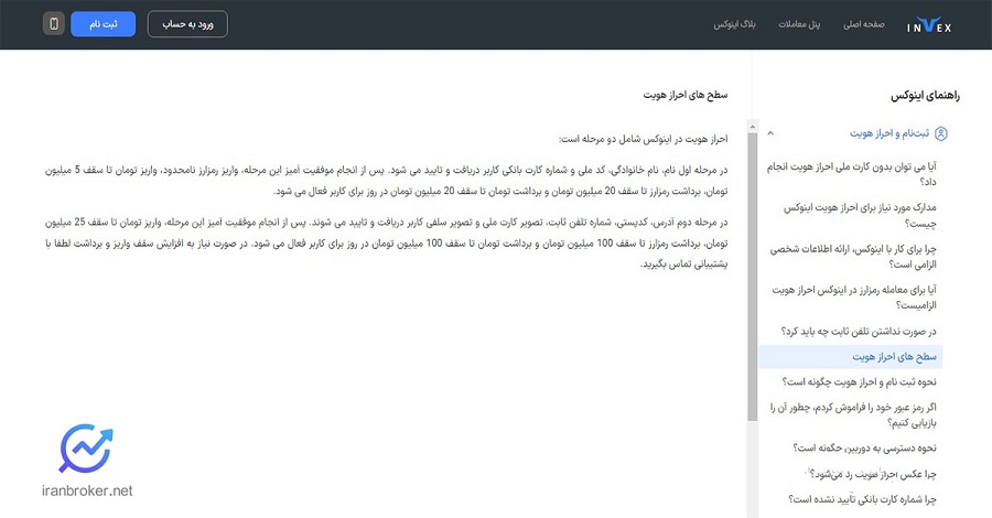 سطوح احراز هویت صرافی اینوکس