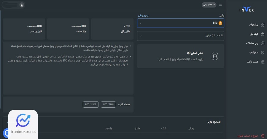 واریز ارز دیجیتال به صرافی اینوکس