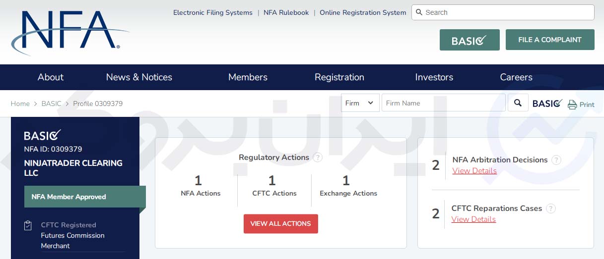 استعلام مجوز بروکر نینجا تریدر از NFA