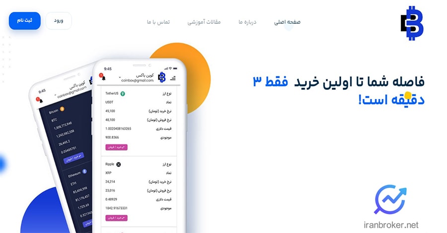 صفحه اصلی سایت صرافی کوین باکس مارکت
