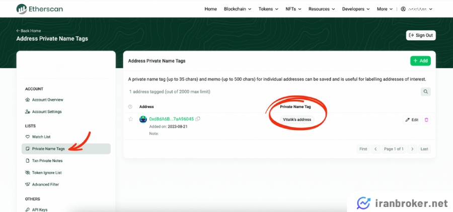 ایجاد برچسبگذاری شخصی برای آدرسها در Etherscan