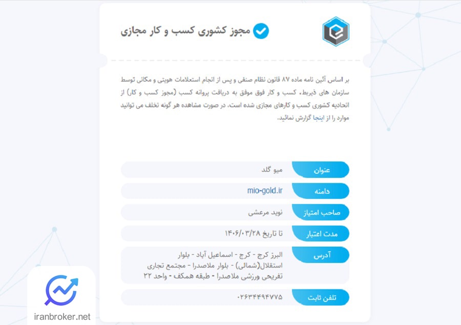 مجوز کشوری کسب و کار مجازی