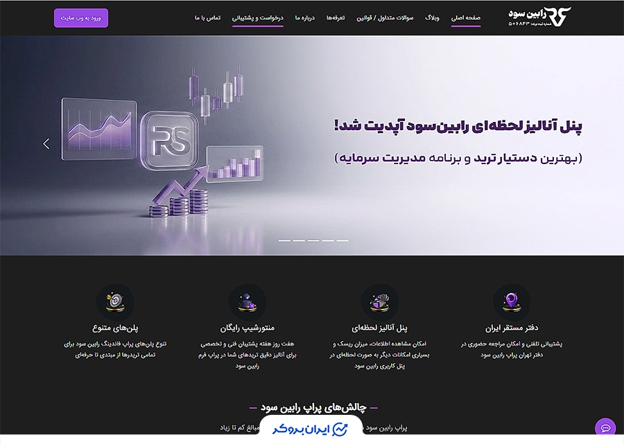 صفحه اصلی پراپ فرم رابین‌سود (RobinSood)
