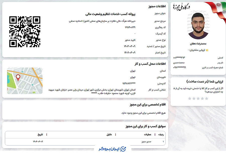 پروانه کسب رابین سود